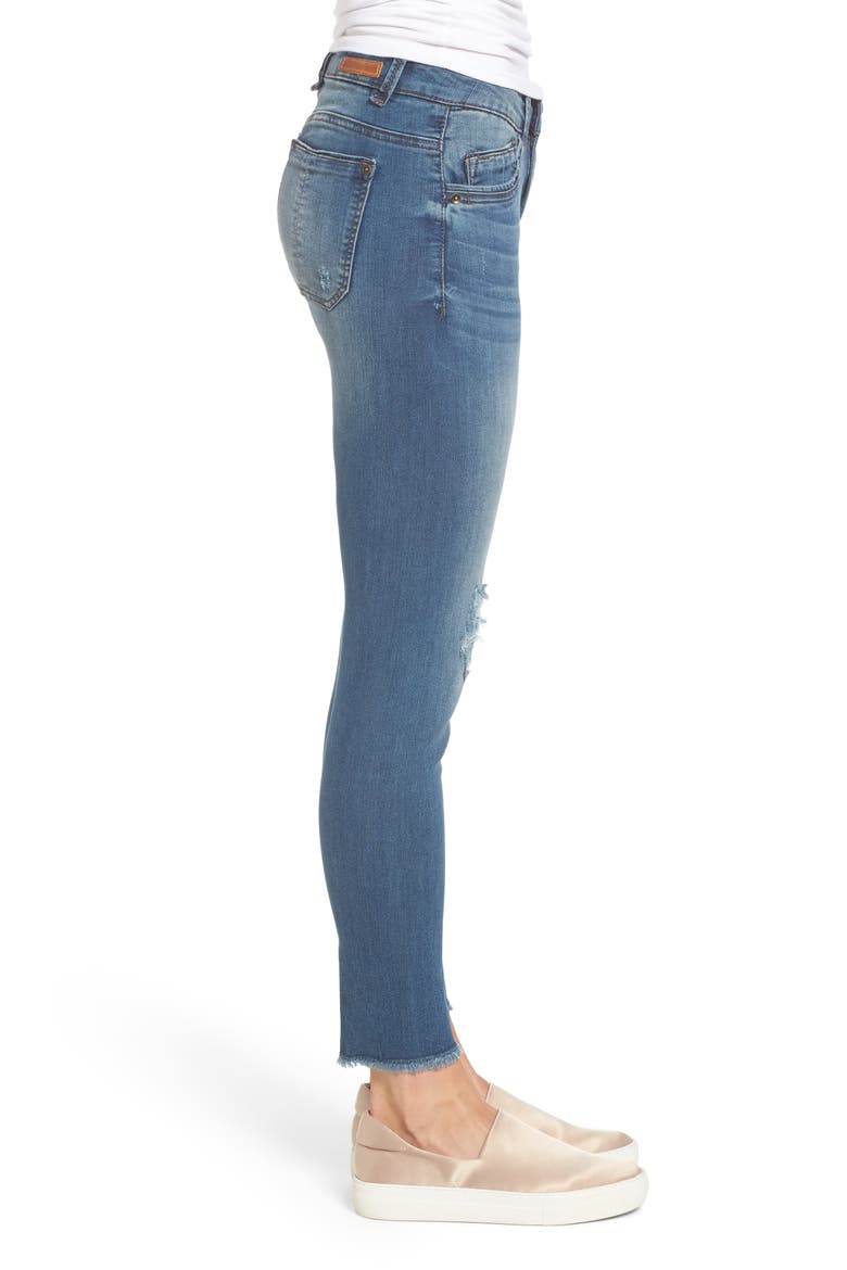 Seamless Distressed Skinny Jeans, Alternate, color, BLUE