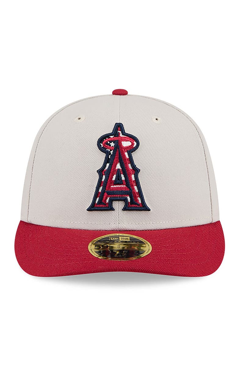 New Era Men's New Era Khaki/Red Los Angeles Angels 2024 Fourth of July Low Profile 59FIFTY Fitted Hat, Alternate, color, Khaki
