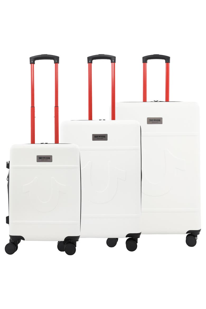 Molded U 3-Piece Hardside Spinner Luggage Set 22", 26.5" & 30.5" Expandable Suitcases, Alternate, color, WHITE