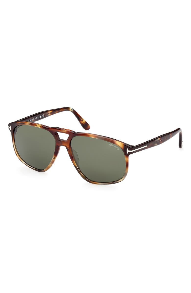 TOM FORD 58mm Navigator Sunglasses, Alternate, color, Havana / Green