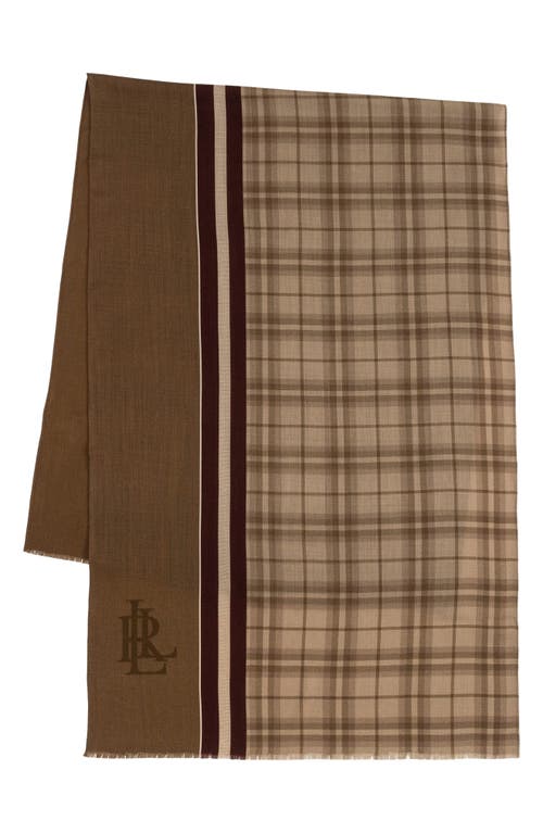 Ralph Lauren Lauren Plaid Wool Scarf In Brown