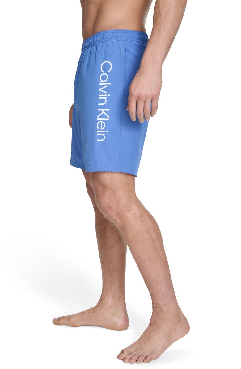 Calvin Klein Solid Stretch Volley Swim Shorts, Alternate, color, Blue