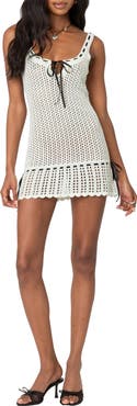 EDIKTED Ribbon Detail Pointelle Minidress