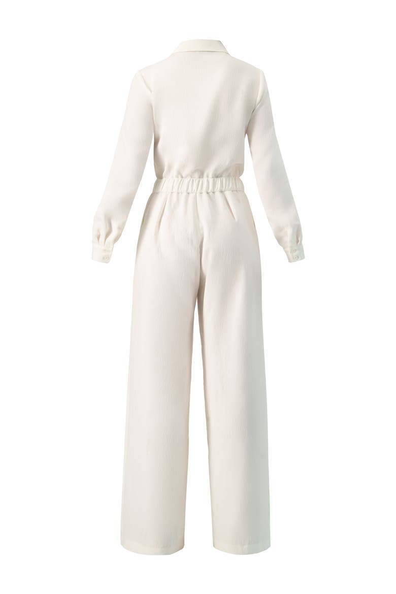 Linene Long Sleeve Collared Jumpsuit, Alternate, color, Ivory