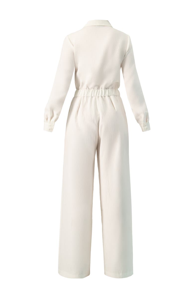 IVONNE Linene Long Sleeve Collared Jumpsuit, Alternate, color, Ivory