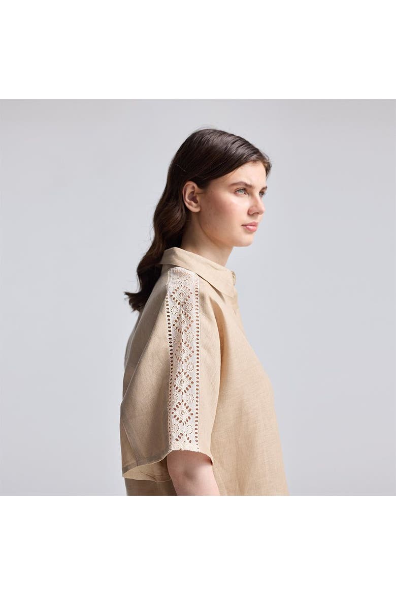 Boxy Shirt with Lace, Alternate, color, Neutral