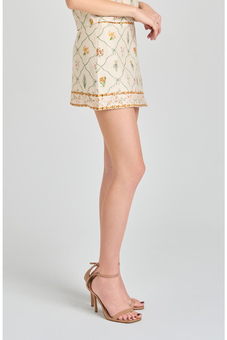 Amelia Floral Linen Blend Wrap Miniskirt, Alternate, color, IVORY BOTANICAL