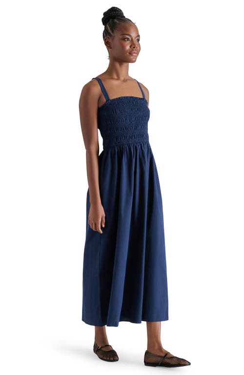 Steve Madden Adriana Smocked Maxi Dress In Navy