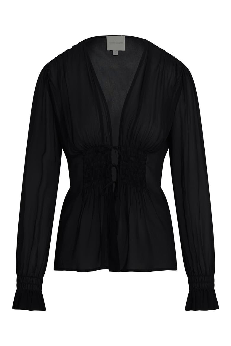 One Last Time Smocked Tie Top, Alternate, color, BLACK