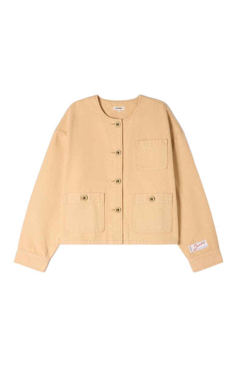 SANDRO Denim jacket, Alternate, color, Beige