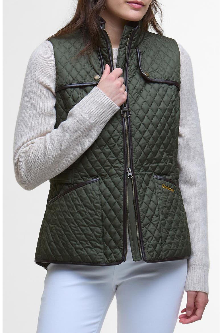 Dahlia Water Resistant Quilted Vest, Main, color, OLIVE