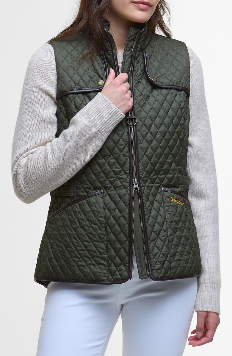 Barbour Dahlia Water Resistant Quilted Vest, Main, color, Olive
