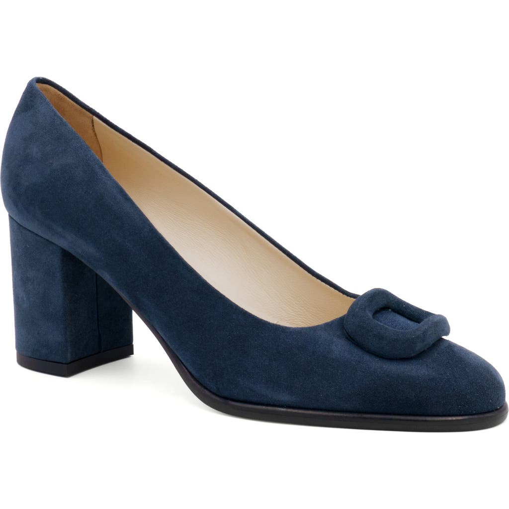 Amalfi by Rangoni Lavinia Block Heel Pump in Navy Cashmere