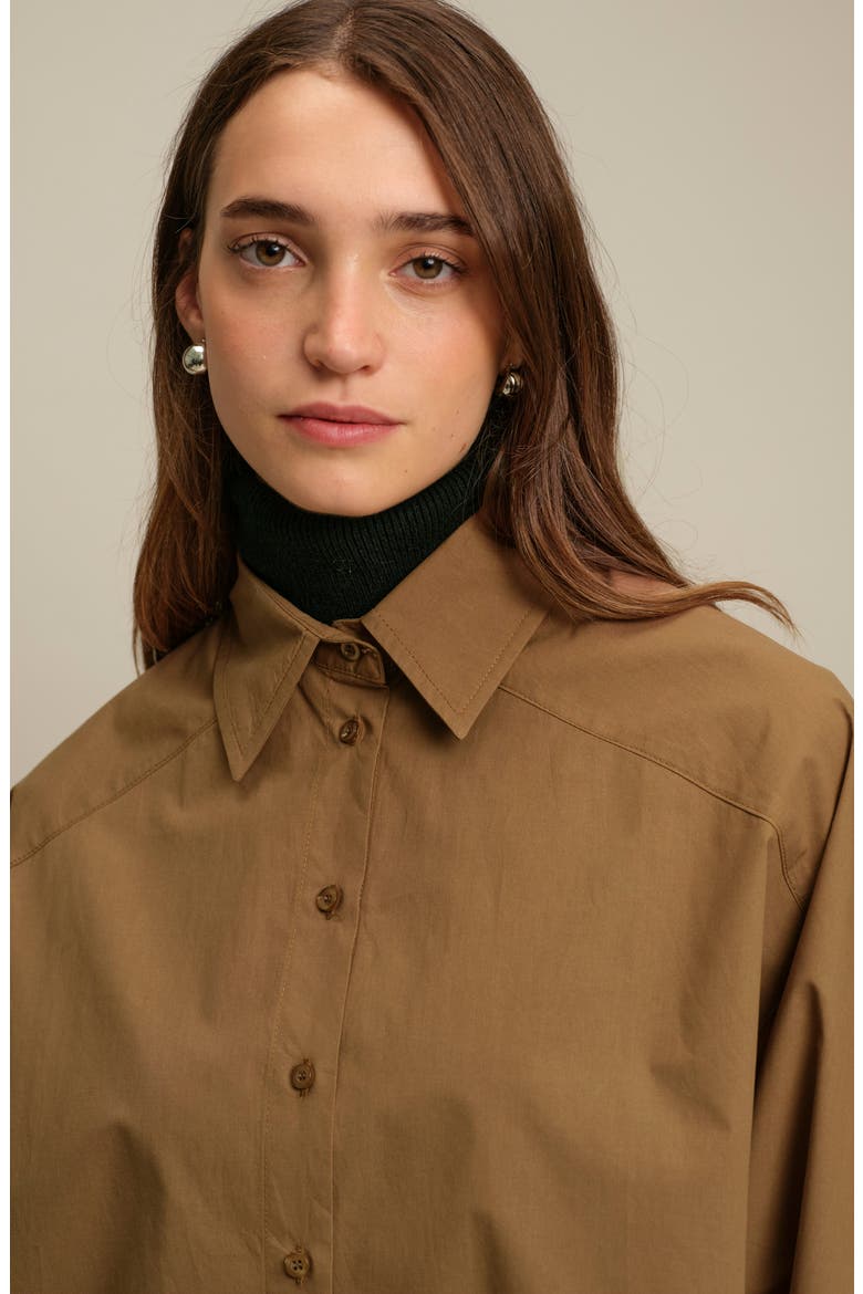 Howie Oversize Cotton Poplin Shirt, Alternate, color, CARAMEL