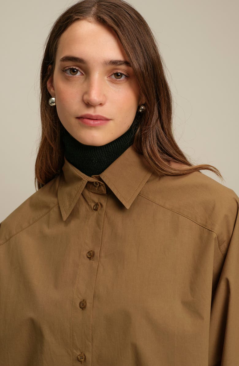 DELUC Howie Oversize Cotton Poplin Shirt, Alternate, color, Caramel