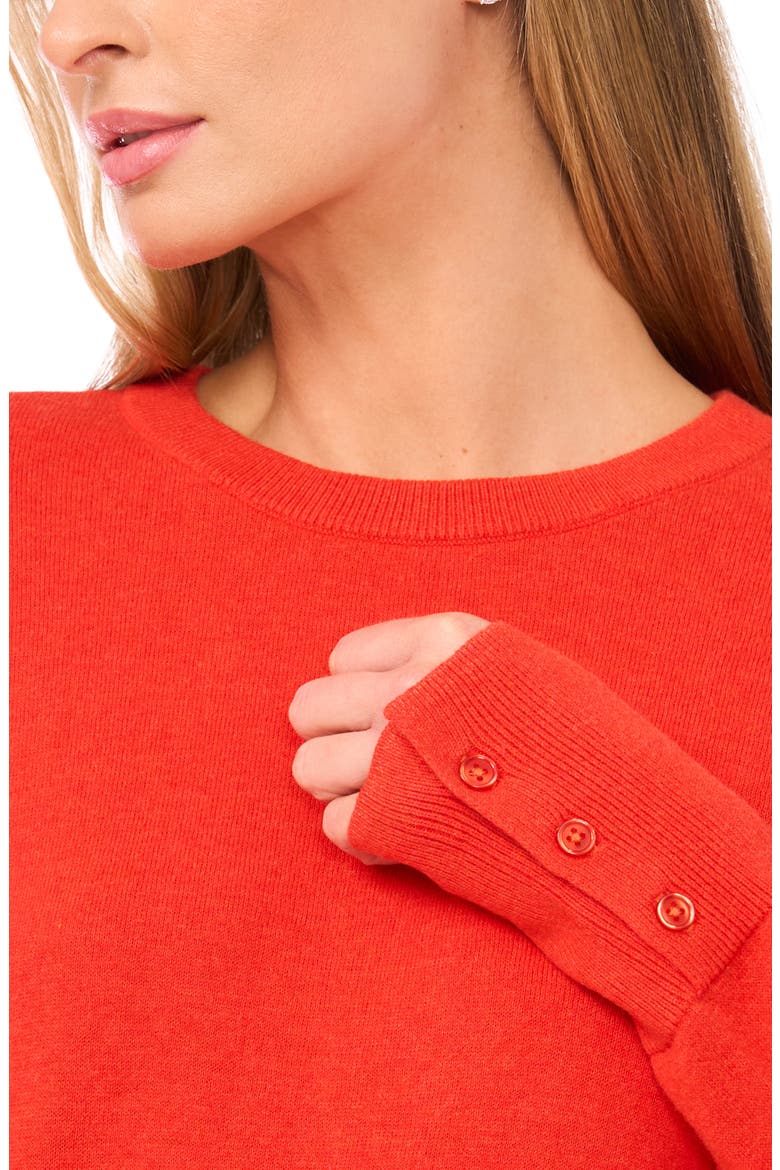 Button Cuff Crewneck Sweater, Alternate, color, POINCIANA