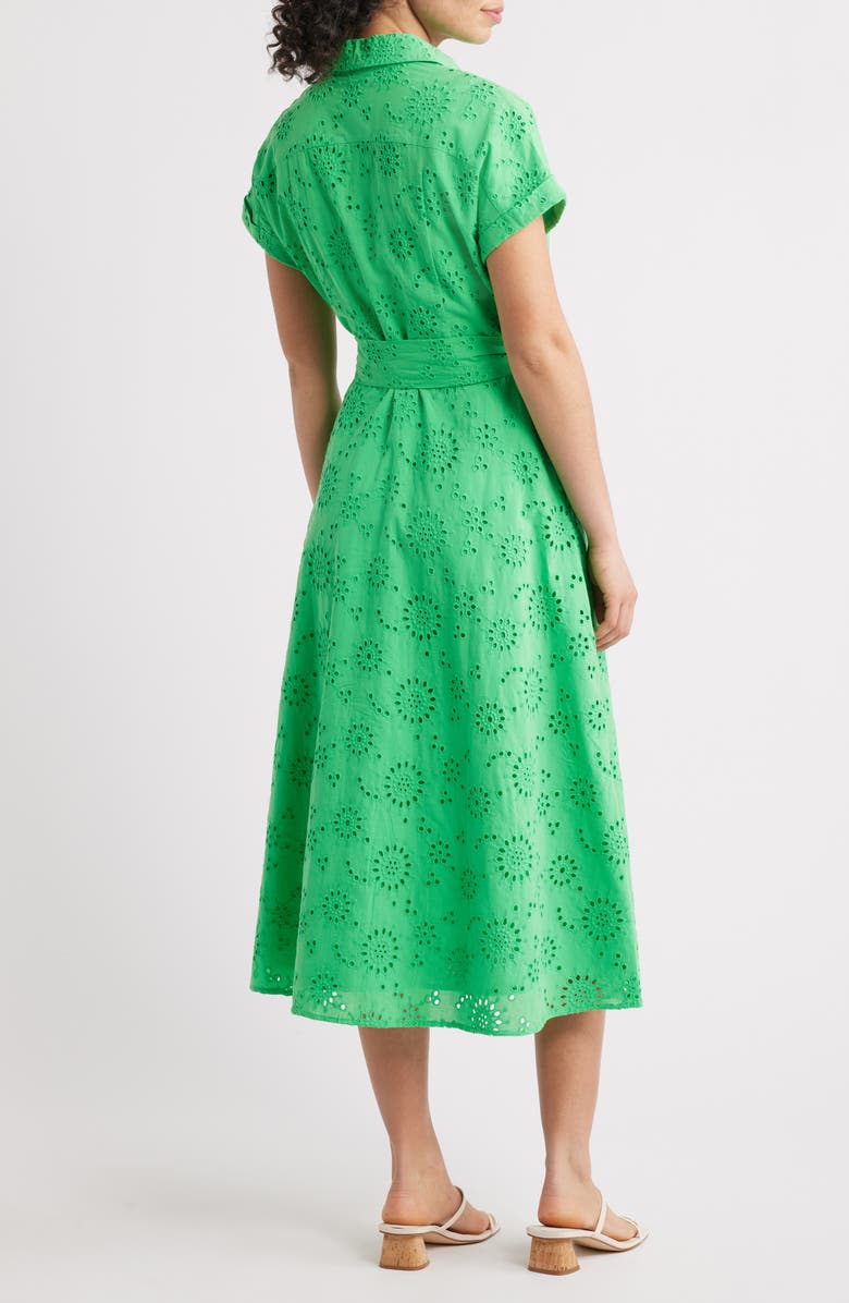Caslon<sup>®</sup> Eyelet Embroidery Cotton Shirtdress, Alternate, color, Green Celtic