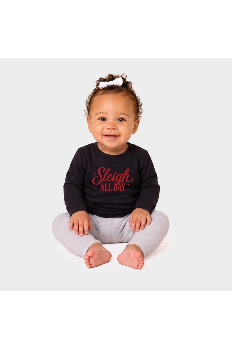 Sleigh All Day Stars Crew Fleece Sweatshirt Baby, Alternate, color, Black