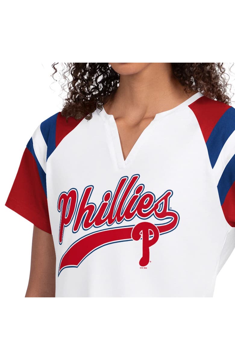 STARTER Women's Starter White Philadelphia Phillies Game On Notch Neck Raglan T-Shirt, Alternate, color, White