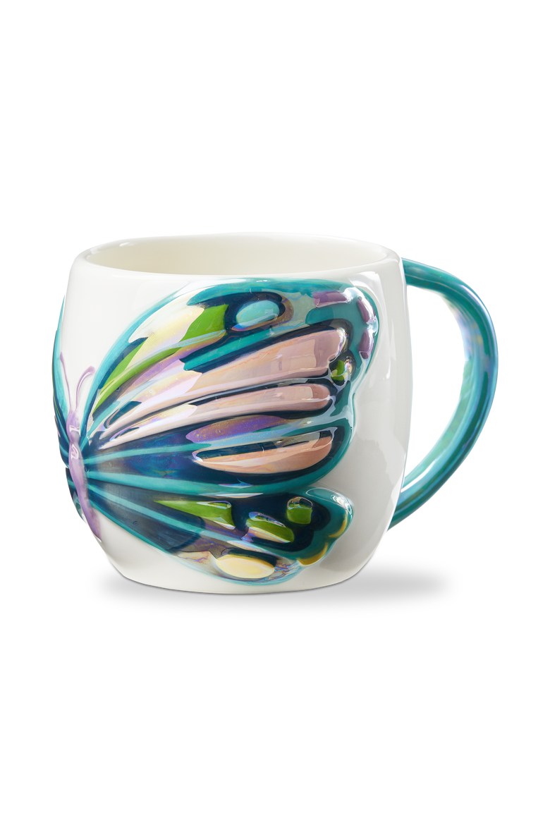 Everyday Butterfly Earthenware Mug Multi 17 oz 4.03x4.03x3.78 in, Alternate, color, Multicolored