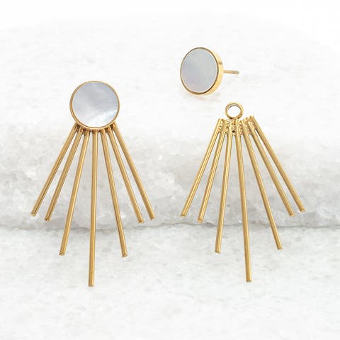 Caroline Mother of Pearl Stud & Fringe Earrings
