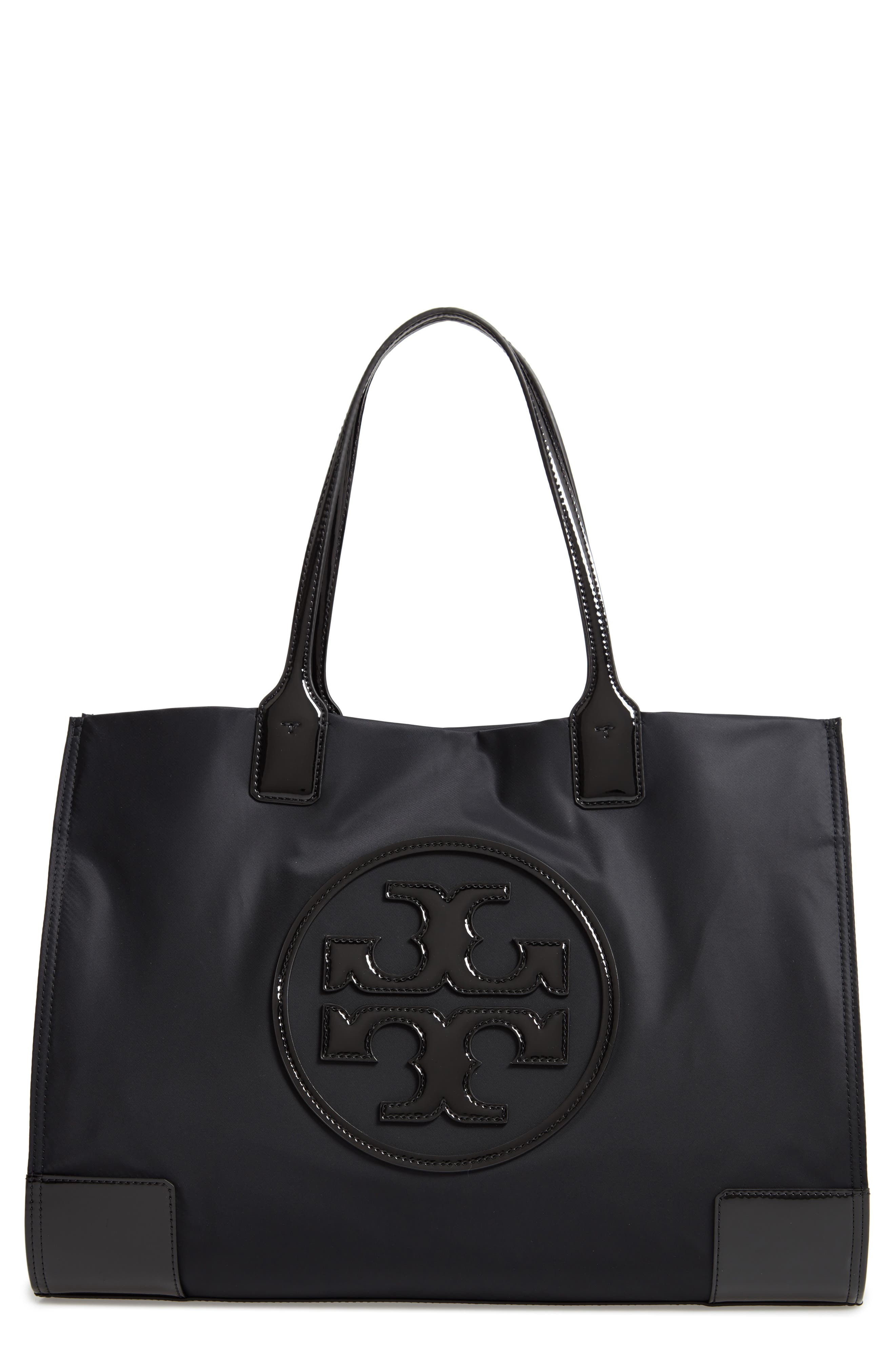 Tory Burch Ella Patent Nylon Tote, Main, color, 