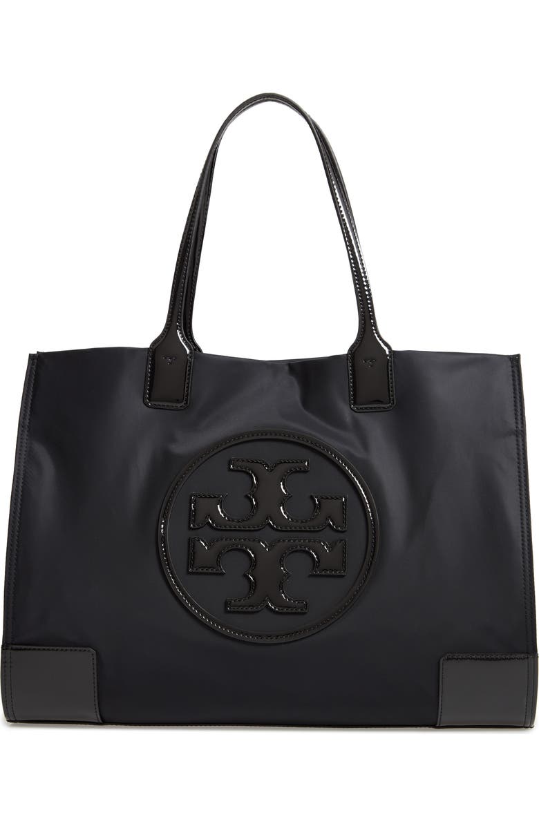 Tory Burch Ella Patent Nylon Tote, Main, color,