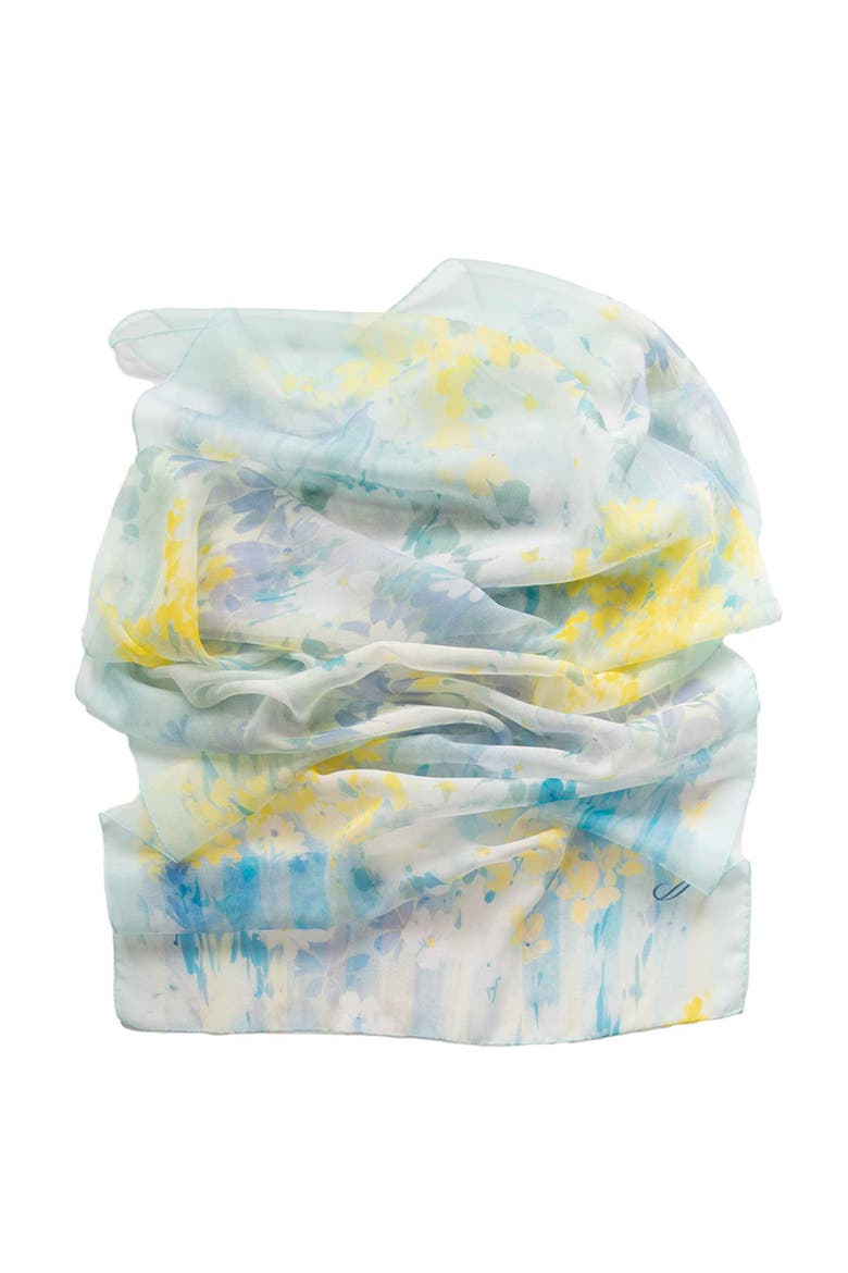 Meadow - Long Sheer Silk Scarf for Women, Alternate, color, Sky Blue