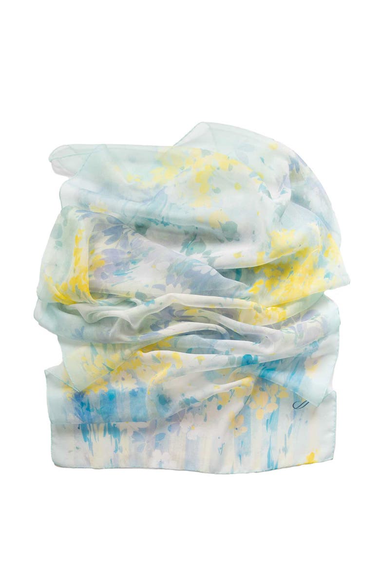 Elizabetta Meadow - Long Sheer Silk Scarf for Women, Alternate, color, Sky Blue