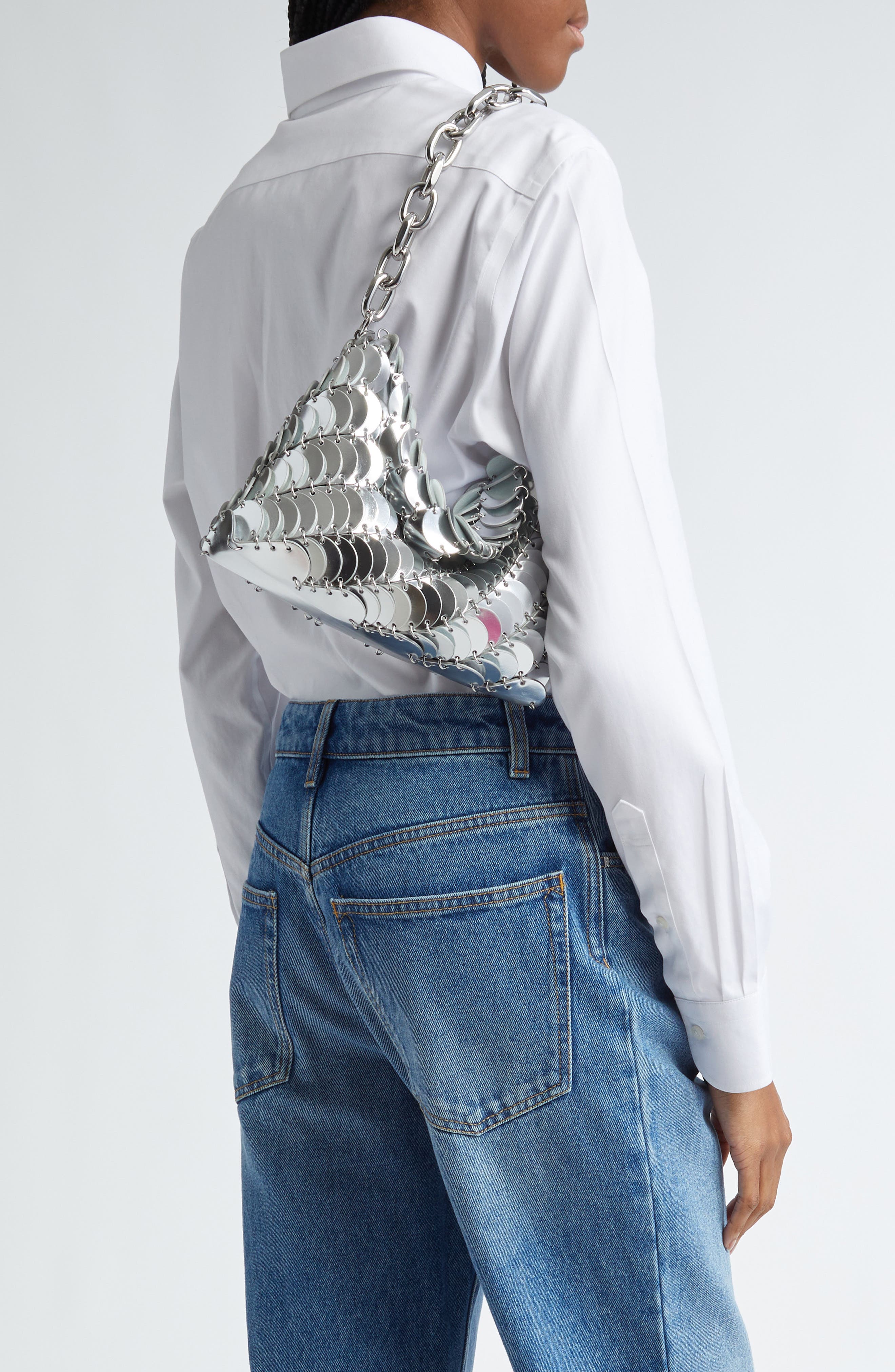 Rabanne Sac Leather Shoulder Bag, Alternate, color, 