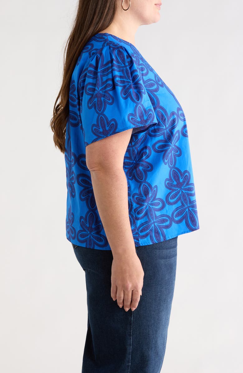 SUGARLIPS Romery Tilma Abstract Print Cotton Top, Alternate, color, Blue-Navy-Multi