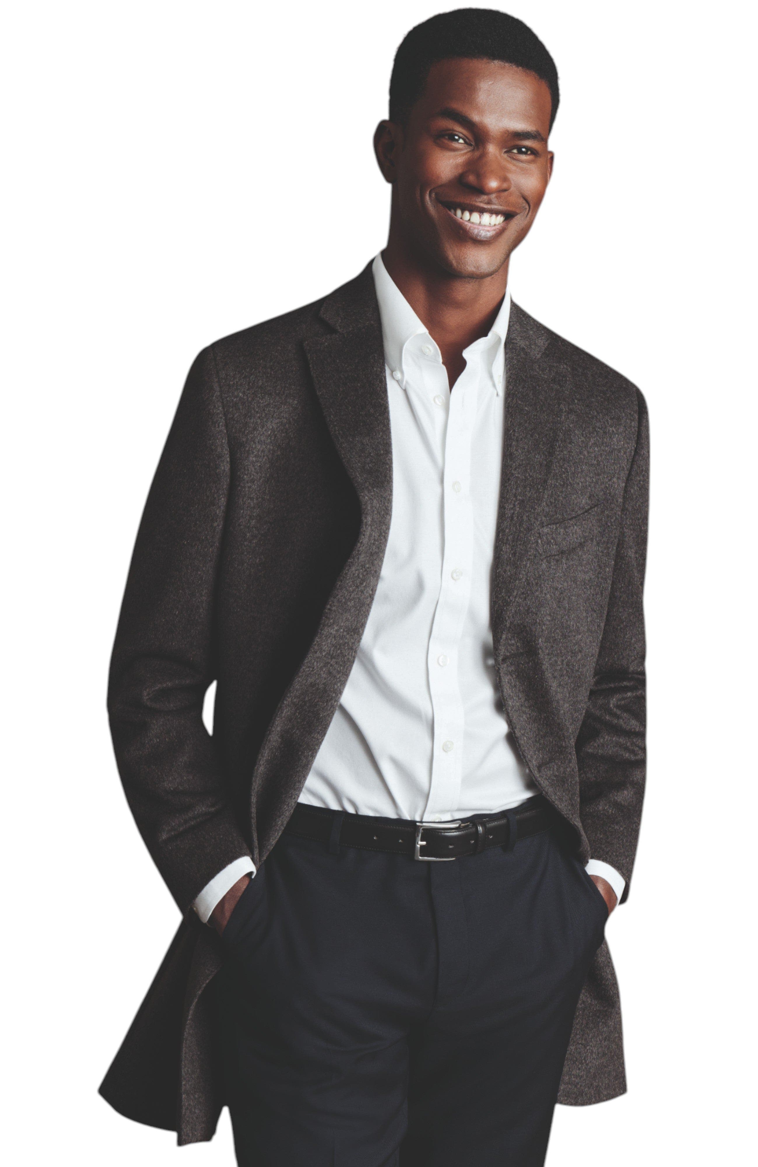 Charles Tyrwhitt Wool Overwool Coat In Dark Grey