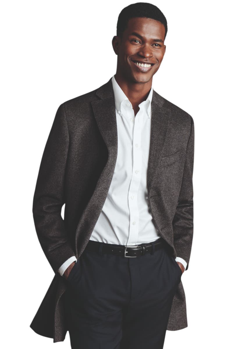 Charles Tyrwhitt Pure Wool Overcoat, Main, color, Dark Grey