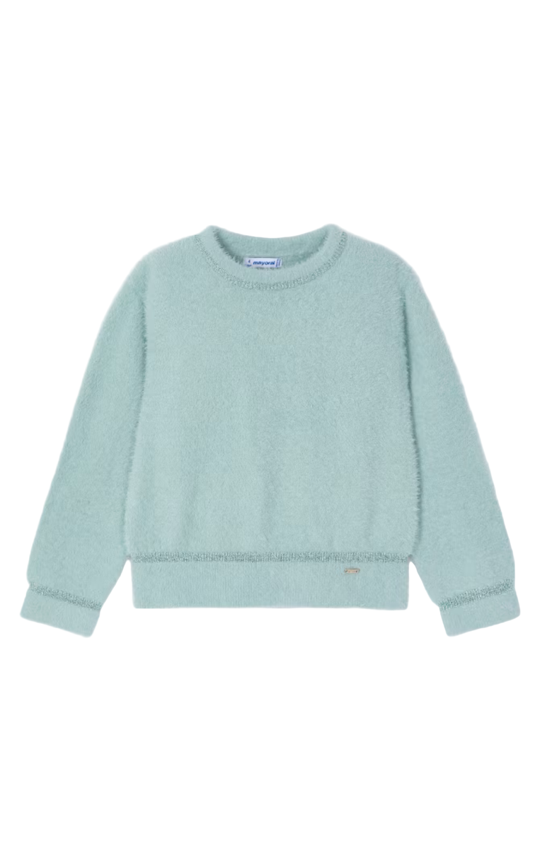 Mayoral Fur Sweater, Main, color, Green