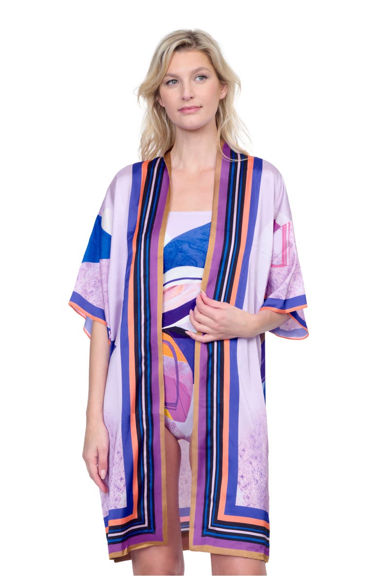 Gottex Paradiso Robe with Flutter Sleeves and Tie, Alternate, color,
