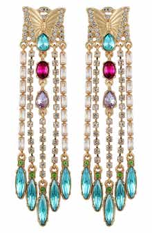 Butterfly Crystal Linear Drop Earrings