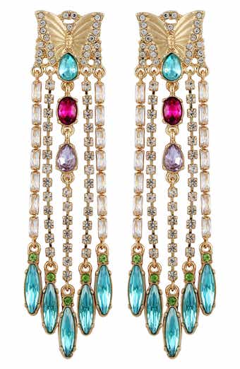 Butterfly Crystal Linear Drop Earrings