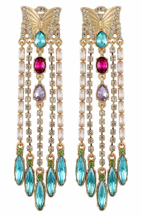 Butterfly Crystal Linear Drop Earrings