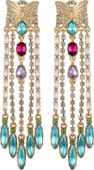 GUESS Butterfly Crystal Linear Drop Earrings