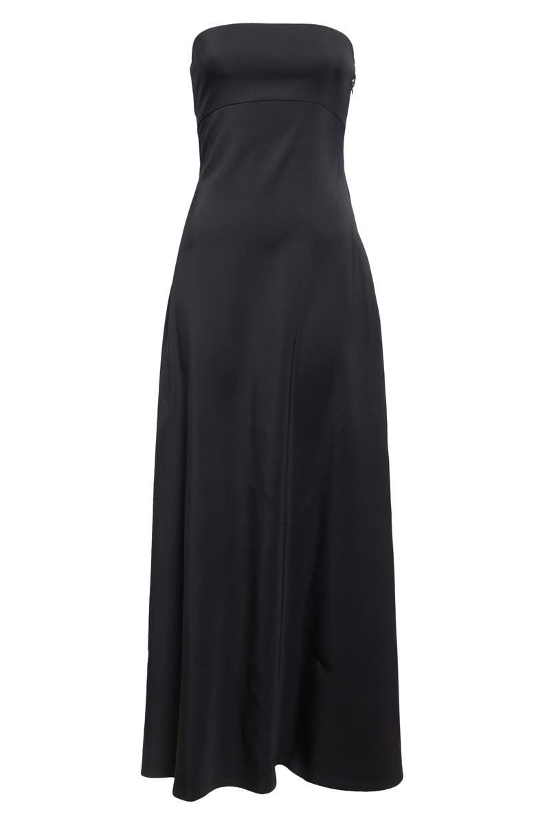 Jacquemus La Robe Bustier Strapless Crepe Jersey Maxi Dress with Train, Alternate, color, Black