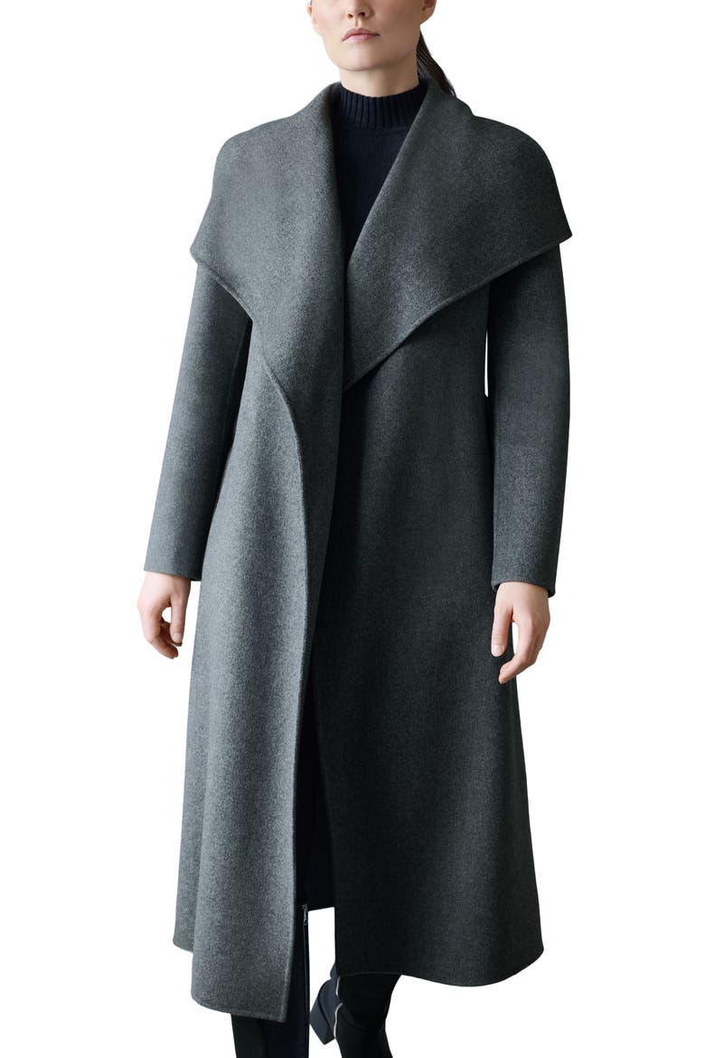 Mai Wool Long Wrap Coat, Alternate, color, CARBON MIX