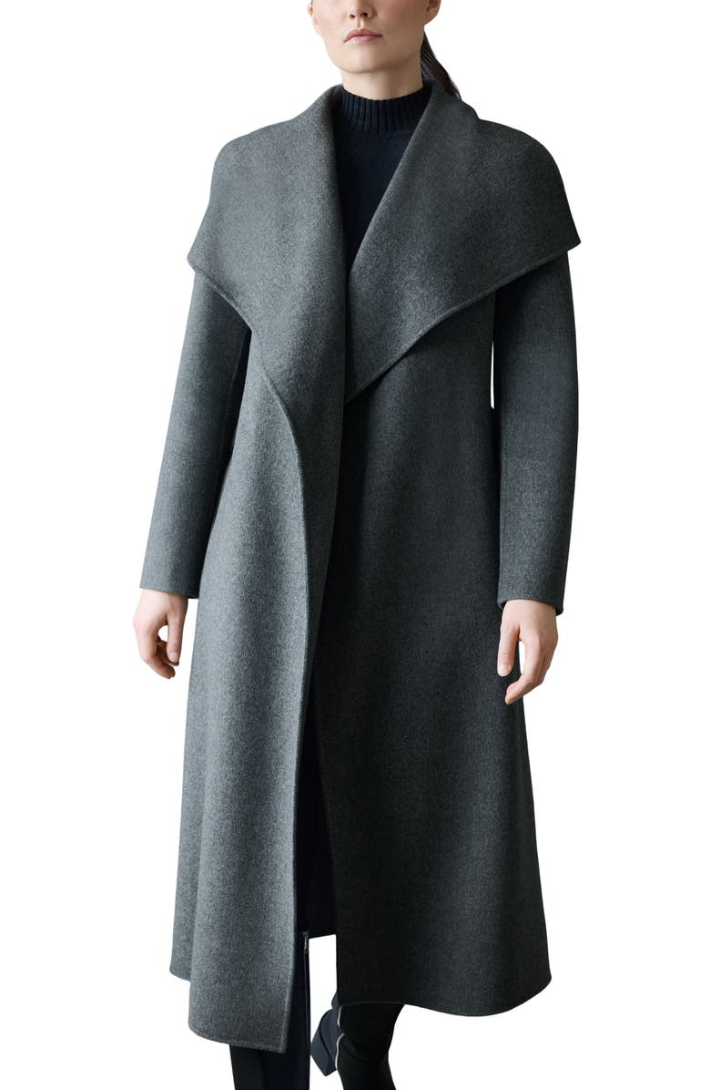 Mackage Mai Wool Long Wrap Coat, Alternate, color, Carbon Mix