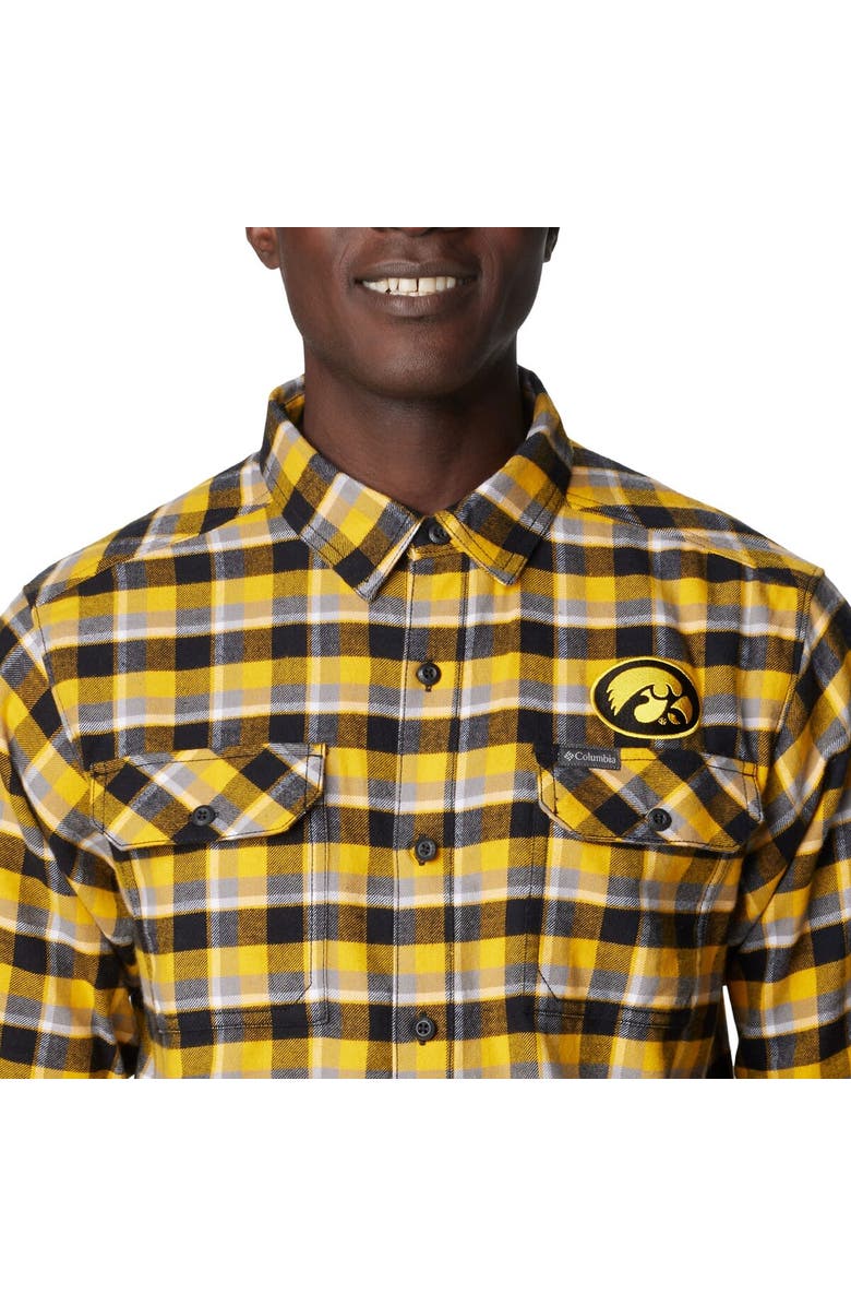Columbia Gold Iowa Hawkeyes Flare Gun Flannel Long Sleeve Shirt, Alternate, color, Gold