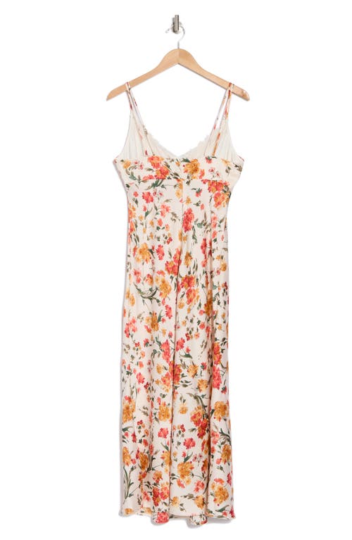 Lush Floral Print Midi Dress In Peach Floral