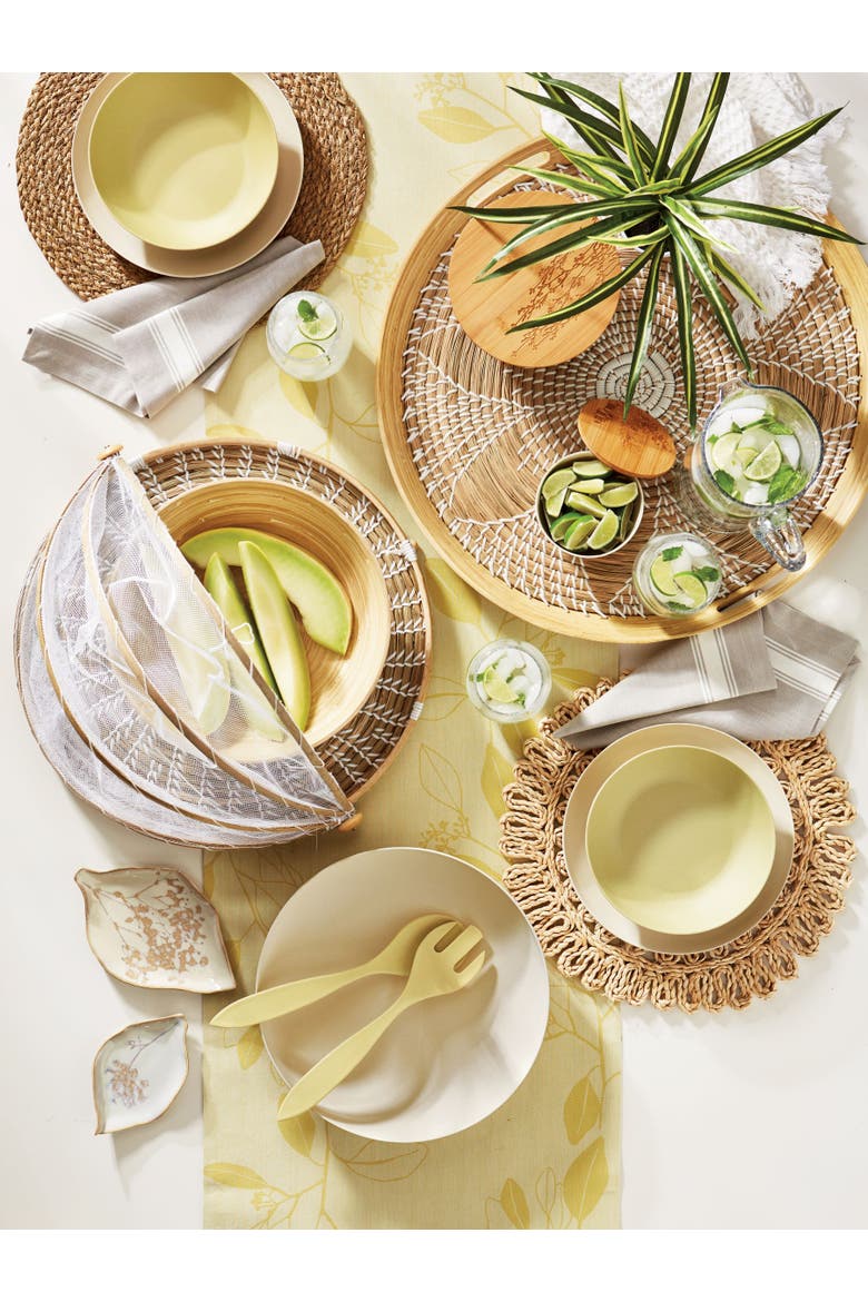 Wild Flower Medium Ceramic Bowl Ivory Dining Salad Serving, Alternate, color, Beige