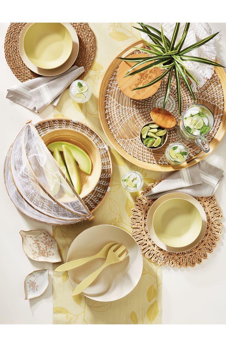 tag Wild Flower Medium Ceramic Bowl Ivory Dining Salad Serving, Alternate, color, Beige