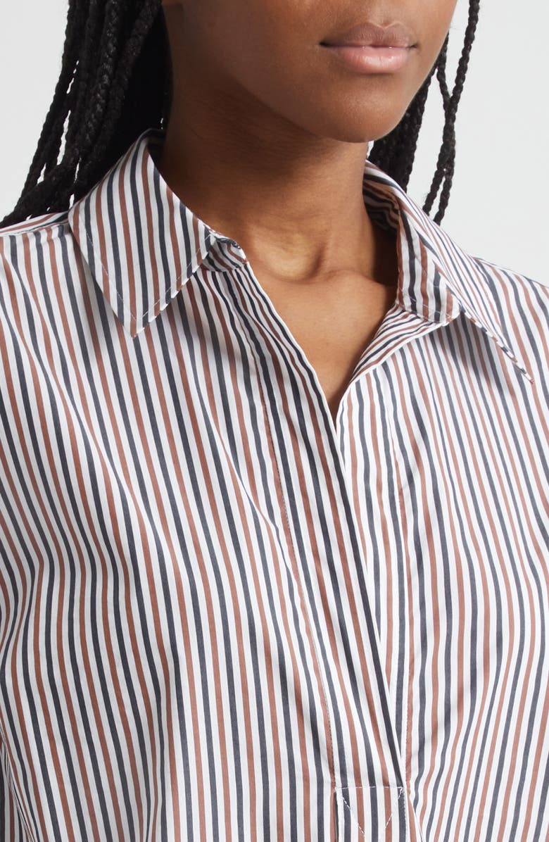 Veronica Beard Draymond Stripe Stretch Cotton Blend Shirt, Alternate, color, Navy Brandy Multi