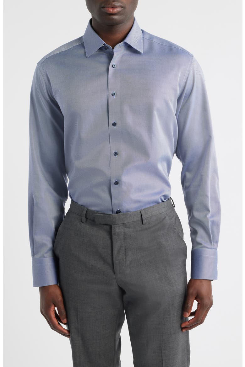 Royal Twill Modern Fit Solid Non-Iron Cotton Dress Shirt, Main, color, DARK BLUE