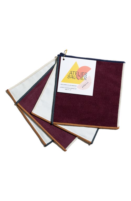 Atelier Saucier Clubhouse Set Of 4 Cocktail Napkins In Red