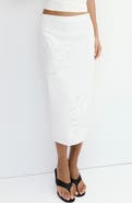 MANGO Floral Embroidered Midi Skirt
